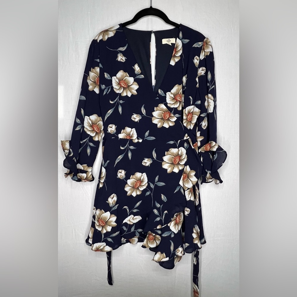 Navy Blue Floral Print Romper